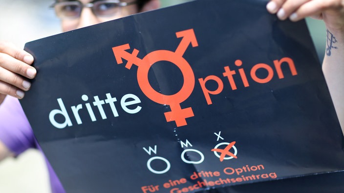 Jemand hält ein Plakat mit der Aufschrift "Die dritte Option" in die Kamera