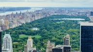 Ansicht von oben auf den Central Park und die Hochhäuser rundherum