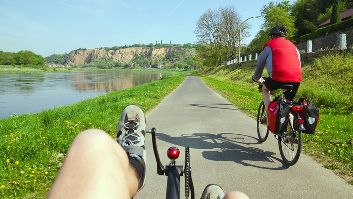 Radfahrer auf dem Elberadweg 