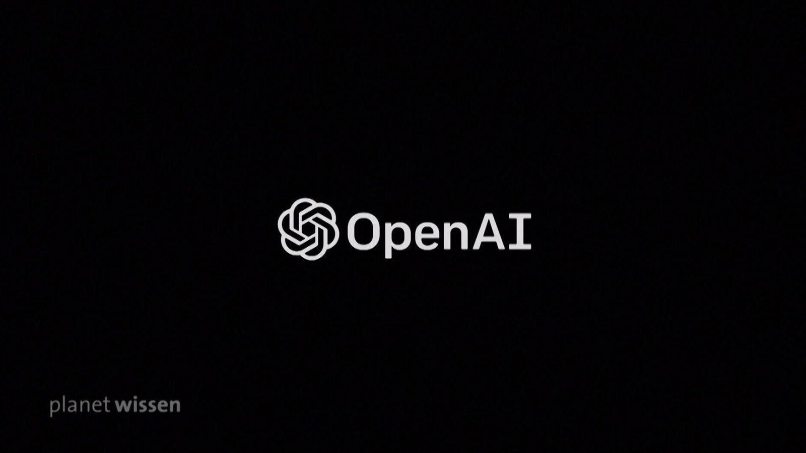 Schwarzer Hintergrund auf dem das Logo von 'OpenAI' zu sehen ist.