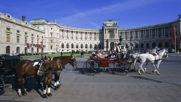 Fiaker vor der Neuen Hofburg in Wien