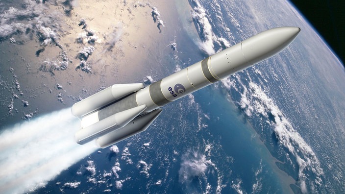 Computergrafik: Ariane 6 auf dem Flug ins All